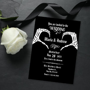 Gothic skeleton heart wedding invitation