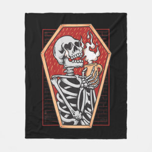 Gothic Skeleton in Coffin Mall Goth Halloween Aest Fleece Blanket
