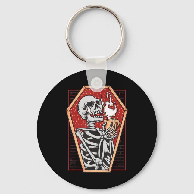Gothic Skeleton in Coffin Mall Goth Halloween Aest Key Ring (Front)