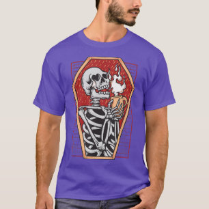 Gothic Skeleton in Coffin Mall Goth Halloween Aest T-Shirt