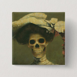 Gothic Skeleton Lady Button