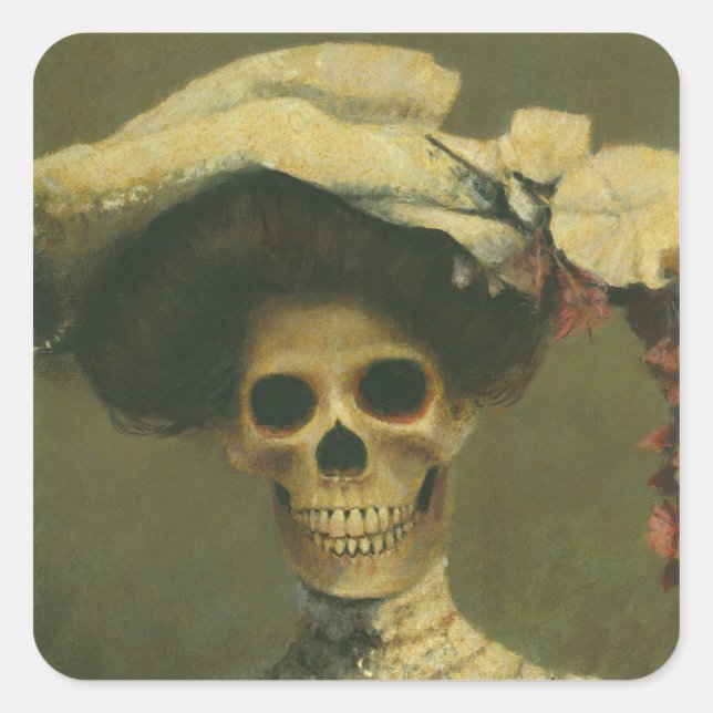 Gothic Skeleton Lady Sticker (Front)