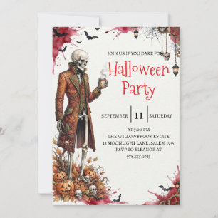 Gothic Skeleton Man Halloween Party Invitation