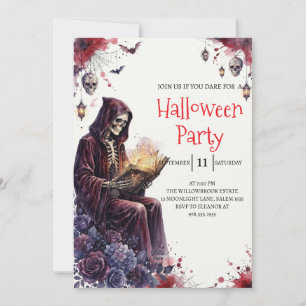 Gothic Skeleton Man Halloween Party Invitation
