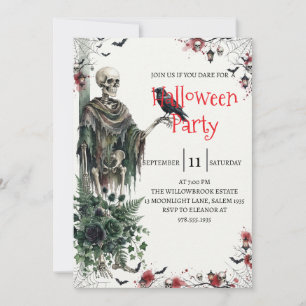 Gothic Skeleton Man Halloween Party Invitation