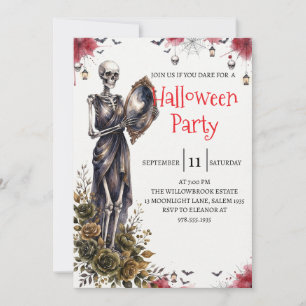 Gothic Skeleton Man Halloween Party Invitation