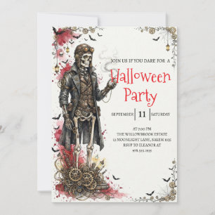 Gothic Skeleton Man Halloween Party Invitation