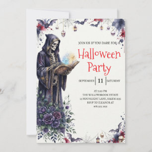 Gothic Skeleton Man Halloween Party Invitation