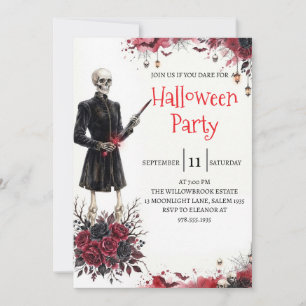 Gothic Skeleton Man Halloween Party Invitation