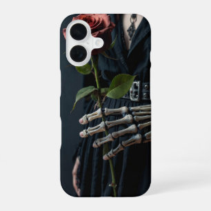 Gothic Skeleton Rose Halloween iPhone 16 Case