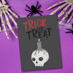 Gothic Skeleton Skull Trick or Treat Halloween Postcard
