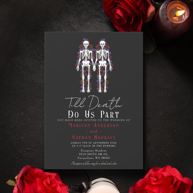 Gothic Skeleton Till Death Wedding  Invitation (Creator Uploaded)