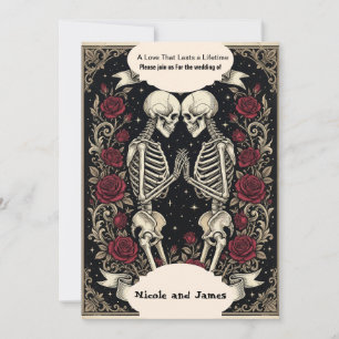 Gothic Skeleton Wedding Invitation Lovers Tarot