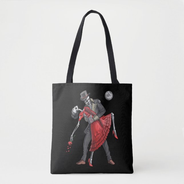Gothic Skeletons Dancing Tote Bag (Front)