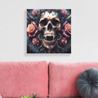 Gothic Skull Adorned with Roses