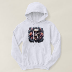Gothic Skull Adorned with Roses Hoodie
