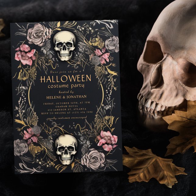 Gothic Skull Adult Halloween Party Invitation (Gothic Skull Adult Halloween Party Invitation)