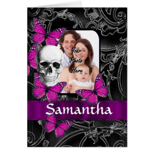 Gothic skull and butterflies