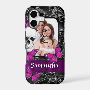Gothic skull and butterflies