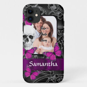 Gothic skull and butterflies Case-Mate iPhone case