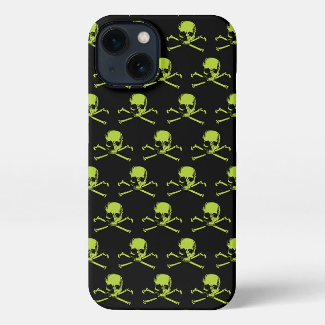 Gothic Skull And Crossbones Pattern Green iPhone Case (Back)