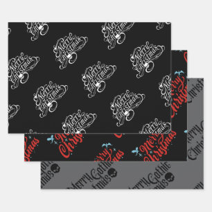 Gothic Skull and Dragon Merry Christmas Gift Paper