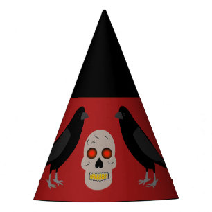 Gothic Skull and Guardian Ravens Halloween Party Hat