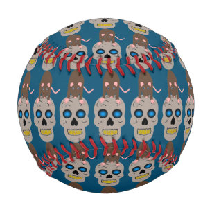 Gothic Skull and Rat Halloween Baseball