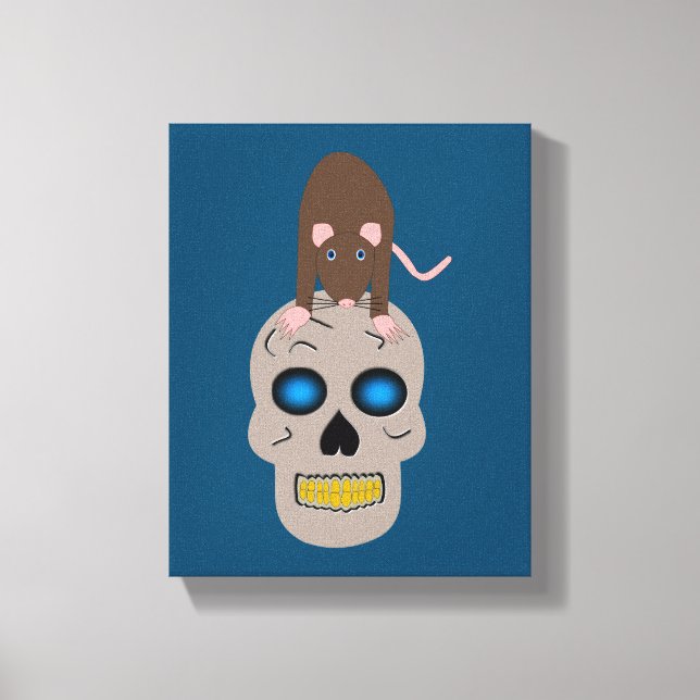 Gothic Skull and Rat Halloween Canvas Print (Front)