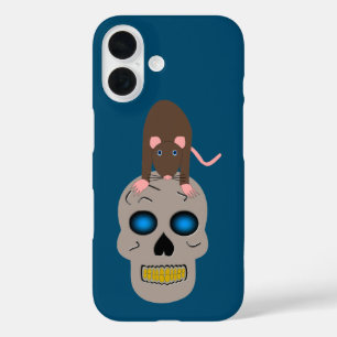 Gothic Skull and Rat Halloween iPhone 16 Case