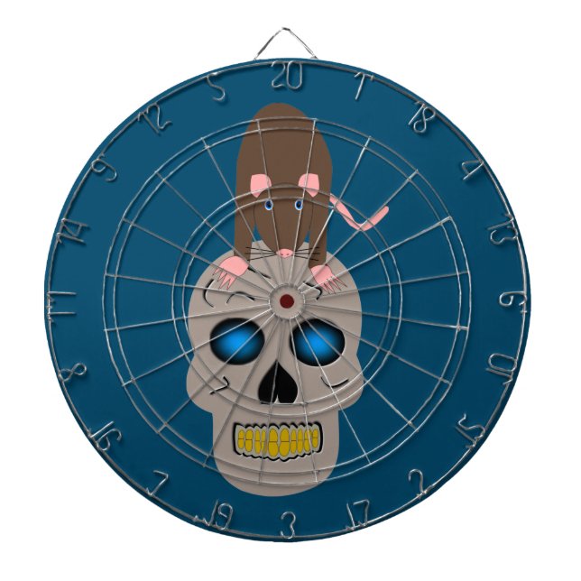 Gothic Skull and Rat Halloween Dartboard (Front)