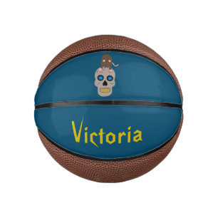 Gothic Skull and Rat Halloween Mini Basketball