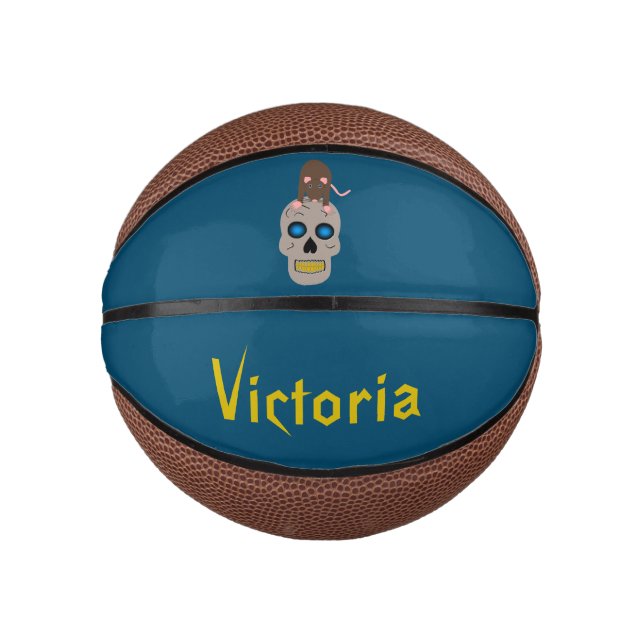 Gothic Skull and Rat Halloween Mini Basketball (Front)