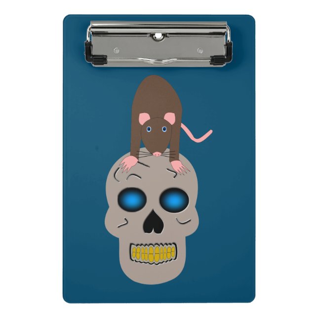 Gothic Skull and Rat Halloween Mini Clipboard (Front)