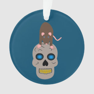 Gothic Skull and Rat Halloween Ornament