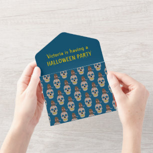 Gothic Skull and Rat Halloween Party Custom All In One Invitation