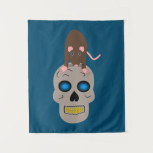 Gothic Skull and Rat Halloween Tapestry