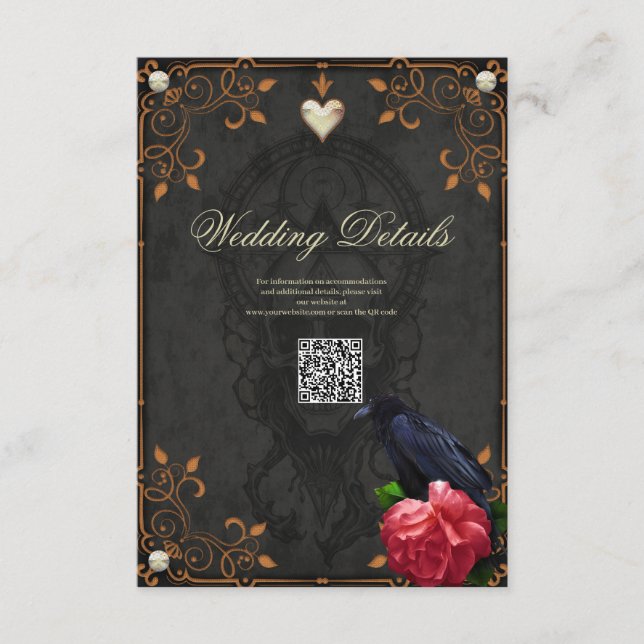 Gothic Skull and Raven.  Enclosure Card (Front)
