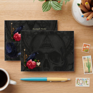 Gothic Skull and Raven.  Envelope