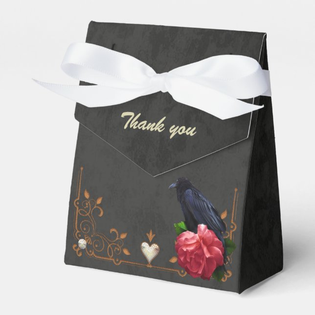 Gothic Skull and Raven.  Favour Box (Front Side)