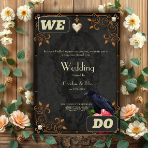 Gothic Skull and Raven.  Invitation