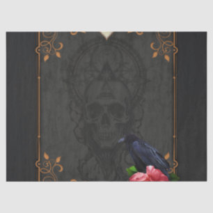 Gothic Skull and Raven. Tissue Paper