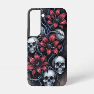 Gothic Skull and Red Flower Samsung Galaxy Case