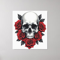 Gothic skull and red rose dark