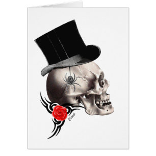 Gothic skull and rose tattoo style