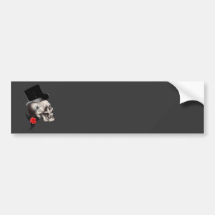 Gothic skull and rose tattoo style bumper sticker