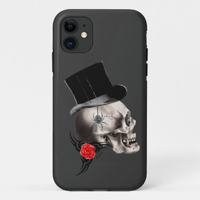 Gothic skull and rose tattoo style Case-Mate iPhone case (Back)