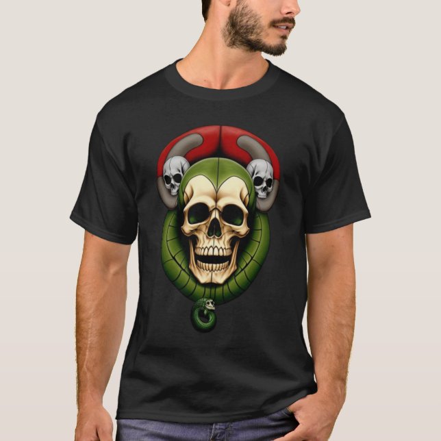 Gothic skull and snake Basic Dark T-Shirt (Front)
