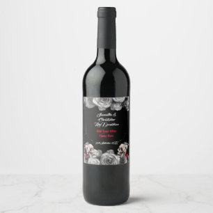 Gothic skull biker or rock themed black wedding wine label