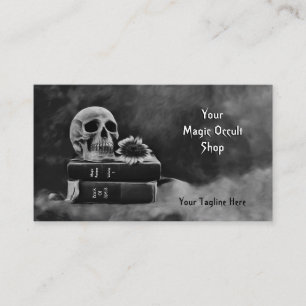 Gothic Skull Black And White Gray Vintage Books Business Card